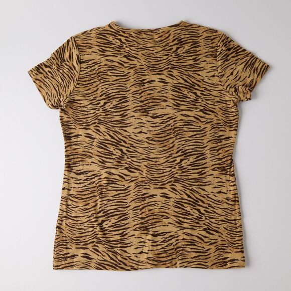 Jones New York Sport T-Shirt Women’s M Tiger Animal Print 100% Cotton Safari Y2K - Picture 2 of 7